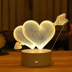 Night Lamp Extralink HOME 3D Optical Illusion 'Pierced Hearts' USB bedside lamp