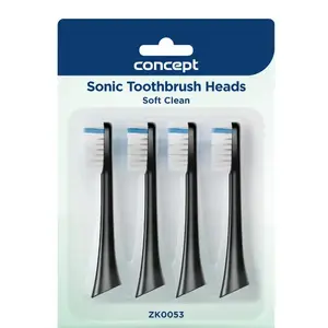 Toothbrush heads Concept Solution ZK0053, 4 pcs, soft bristles, black