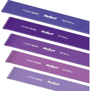 Pretestības gumiju komplekts Rebel Active Mini Band L 2,3–18,2 kg 5 gab. lateksa violets