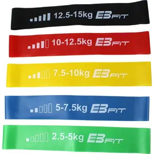 Mini pretestības lentes EB FIT — komplekts 5 gab., dažādi pretestības līmeņi, daudzkrāsainas