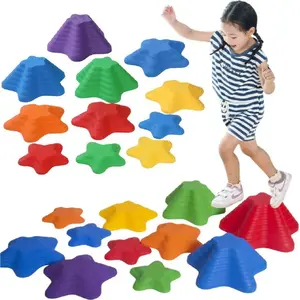 Sensory Path Stepping Stones set by LEANToys – 6 colorful stones in 3 sizes for balance and motor skills