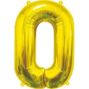 Folijas balons GoDan B&C cipars 0, zelta, 85 cm