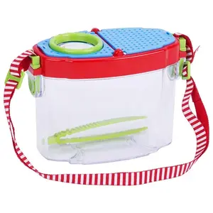 Magnifying box Goki 62928 — plastic observation case for children, blue/red, age 3+