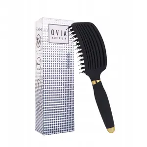 Hair Brush MOHI Ovia with Boar Bristles, Black