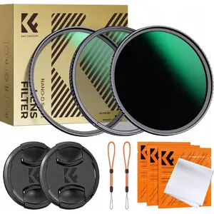 Camera filter kit K&F SB9079 — 55mm Nano-D 3-in-1 set (UV, CPL, ND1000) with 2 lens caps and 2 cases
