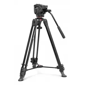 Штатив Manfrotto Video Alu с головкой 500X Fluid — для цифровых/кинокамер, 3,45 кг, высота 69–155 см, 3 ноги, чёрный