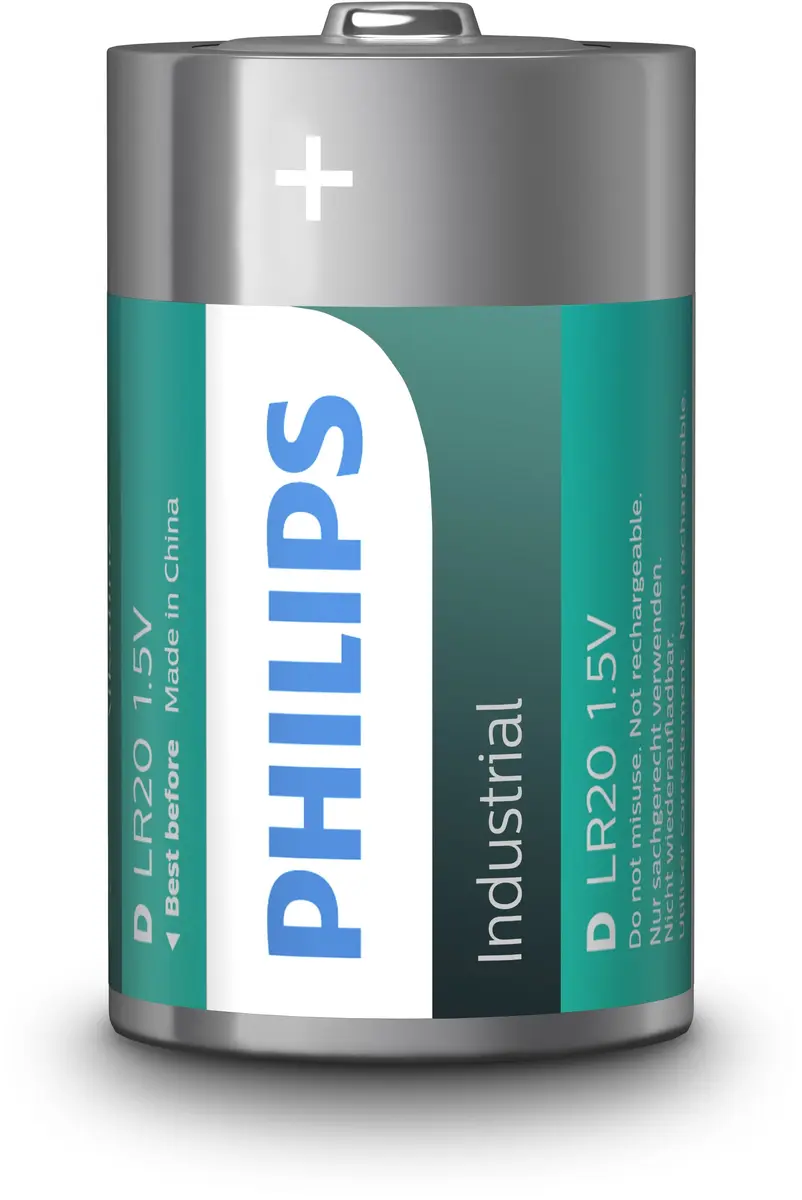Industriālā alkaliskā baterija D izmēra Philips