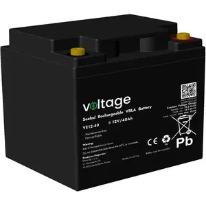 Aizvērts AGM akumulators Voltage VE12-40 12V 40Ah, bezapkopes, kalpošanas laiks 6–9 gadi