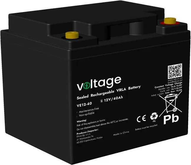 Voltage VE12-40 12В 40А·ч AGM аккумулятор Photo 2