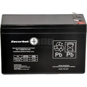 Uzlādējams AGM akumulators PowerBat SECURBAT 12V 7Ah rezerves barošanai un UPS