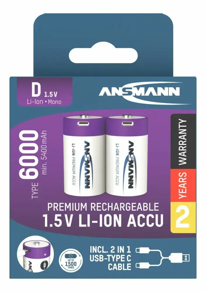 Uzlādējama D baterija ANSMANN 1314-0005 (Li‑Ion) Photo 19