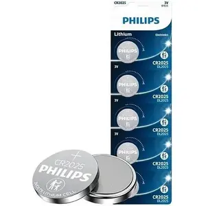Pogas litija baterija Philips CR2025 3V — iepakojums 5 gab. (CR2025P5/01B)