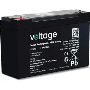 Sealed AGM Rechargeable Battery voltage VE6-12 6V 12Ah for standby and portable power