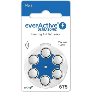 Hearing aid batteries everActive PR44 (size 675) — pack of 6