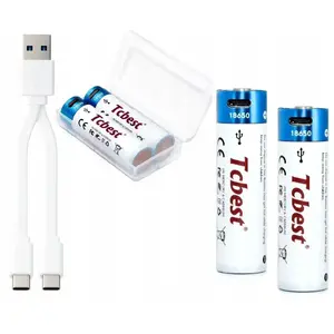 Rechargeable Li-ion 18650 Battery Pack 2x 2000mAh with USB-C Charging Port and Carry Box, CSL Computer