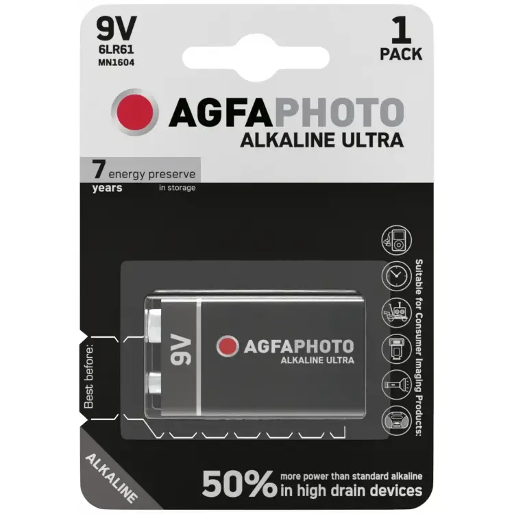AgfaPhoto 9V vienstelpu sārmainā baterija 110-851808 Photo 2
