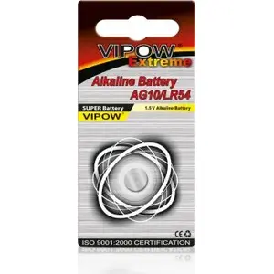 Pogas akumulators VIPOW AG10 (LR54, 1,5V) — 1 gab.