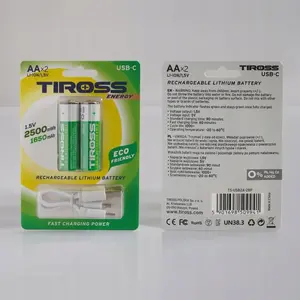 Rechargeable AA batteries Tiross TSUSB2A - R6/AA, pack of 2