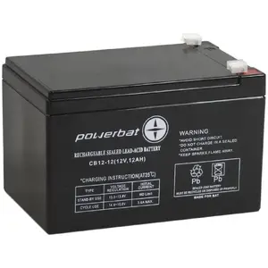 Aizvērts AGM akumulators PowerBat 12V 12Ah (CB 12-12), ventilēti regulējams svina-skābes