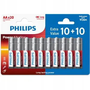 AA sārmainas baterijas Philips LR6/AA — komplekts 20 gab. (LR6P20BP/10)