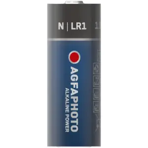 Single-use alkaline battery AgfaPhoto LR1 (110-803678) — 30.2 mm height, 1.2 cm diameter, blister pack