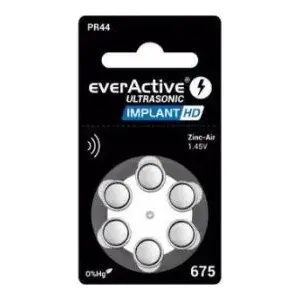 Button cell battery everActive 675 (IMPLANT_HD_675) — pack of 6, for hearing aids/medical implants