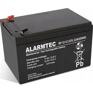 Rechargeable AGM Lead-Acid Battery Alarmtec BP 12V 12Ah (model 22339)