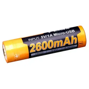 Uzlādējama Li‑Ion akumulatora Fenix ARB-L18-2600U — 18650 / saderīga ar CR123A, 18,6×70 mm