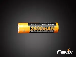 Rechargeable Li‑Ion battery Fenix ARB-L18-2600U — 18650 / CR123A compatible, 18.6×70 mm