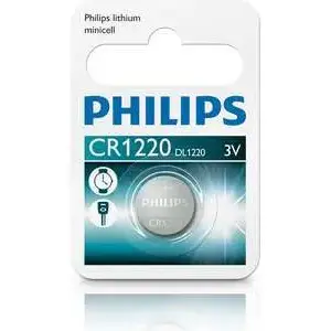 Philips CR1220/00B litija monētas akumulators 3V, apaļa pogu šūna pulksteņiem un elektronikai