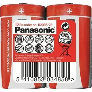Akumulatori Panasonic R20RZ/2P — foto baterijas (izmērs R20) 2 gab.