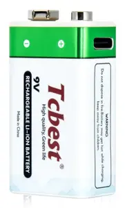 Rechargeable 9V Lithium Battery Tcbest TCB-C-9V1000, C-size, 24 g, certified (REACH/CE/IEC/UN38.3)