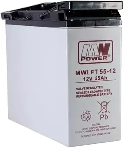 Lead‑acid battery mw power 12V 55Ah front terminal (model 12V/55AH-MWLFT)