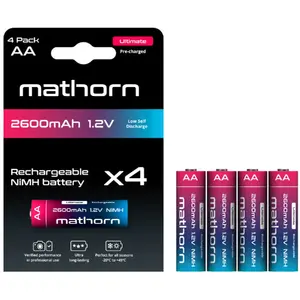 Перезаряжаемые аккумуляторы AA NiMH Mathorn Ultimate 2600 мА·ч HR6 1,2В набор 4 шт.
