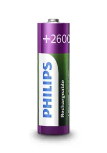 Rechargeable NiMH AA Batteries 1.2V, Philips R6B2A260/10 — pack, 78 g, 94×130×19 mm