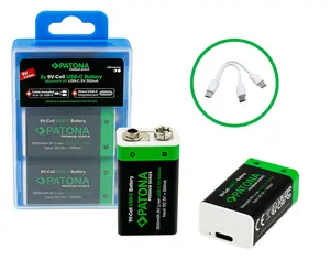 Rechargeable 9V Lithium-Ion Battery PATONA 1413 — 9 V, 47×58×16 mm