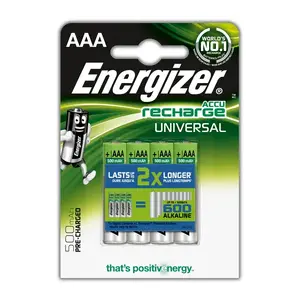 Перезаряжаемый аккумулятор NiMH Energizer AAA (R03) 500 мА·ч, комплект 4 шт.