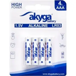 Alkaline battery Akyga AAA LR03 Zn‑MnO2 1.5V 1300mAh — pack of 4 (blister)