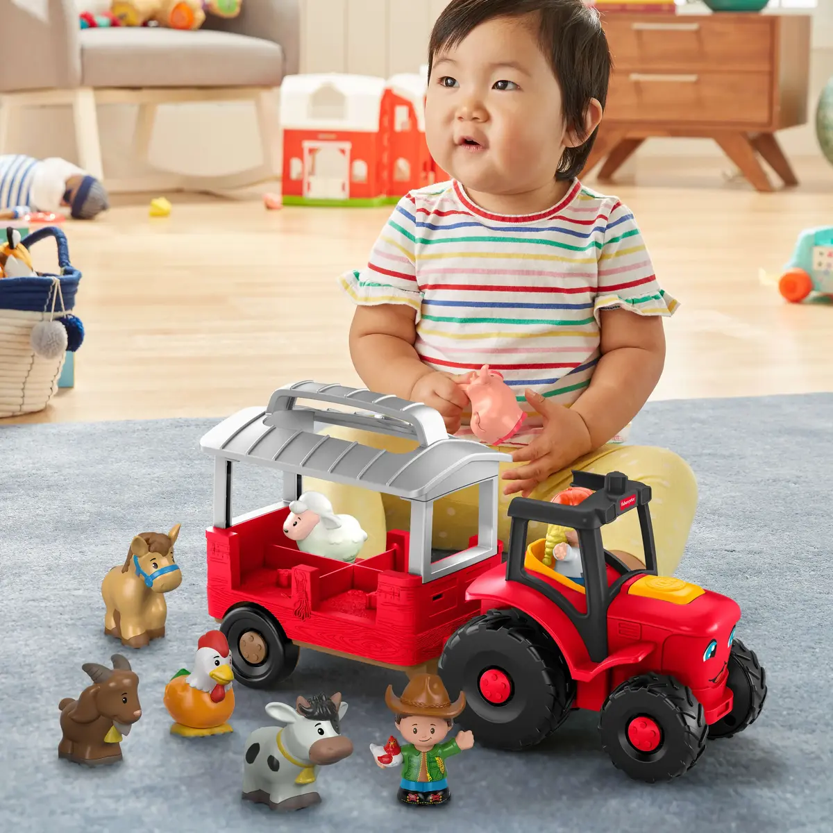MATTEL Fisher-Price Little People Caring for Animals трактор Photo 4