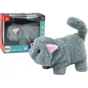 Plush Interactive Cat LEANToys Kotek Pluszowy 17602 — gray, walks and meows