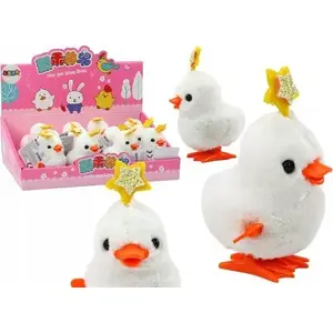 Wind-up Jumping White Hen toy LEANToys Kurczak Biała Kura Z Gwiazdką 17610