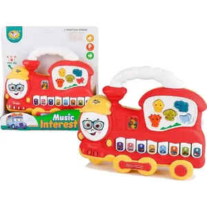 Детское музыкальное пианино LEANToys 11709 — красная локомотив-игрушка с звуками животных и транспорта, мелодиями