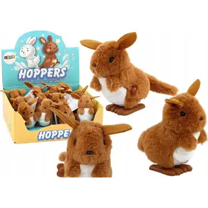 Plush Wind-Up Jumping Kangaroo LEANToys 17687 — Brown toy figurine, mechanical spring-wound movement