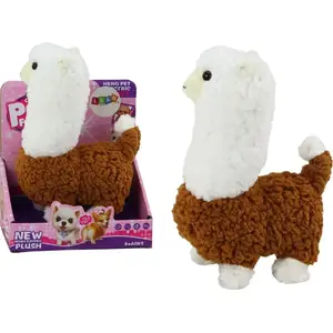 Интерактивная мягкая альпака LEANToys Lama 23 см — коричневая, ходящая игрушка