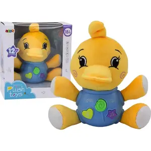 Plush Interactive Duck LEANToys 19 cm Yellow, Sound-Playing Soft Toy