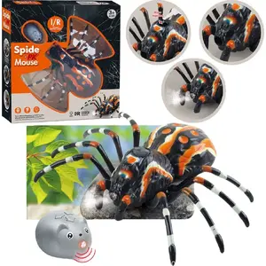 Remote Control Spider Toy LEANToys Zdalnie Sterowany Pająk Tarantula R/C 20524 Black Infrared
