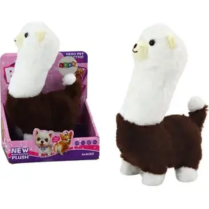 Интерактивная мягкая игрушка альпака LEANToys 23 см, ходящая, коричневая
