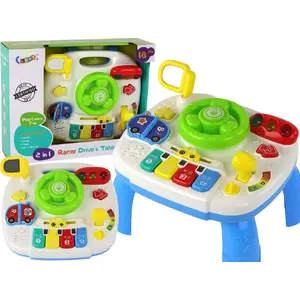 LEANToys interactive 2-in-1 toddler activity table and board with steering wheel