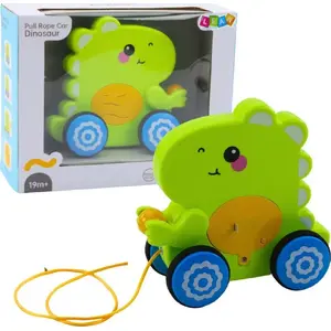 Игрушка-динозавр на веревочке LEANToys модель 24614 — зеленый, для малышей с погремушкой и звуком