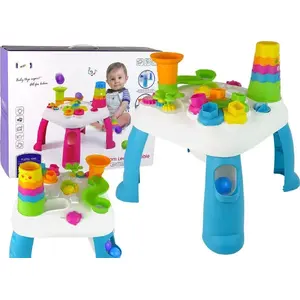Интерактивный обучающий стол LEANToys модель 12229 — с сортировщиком и горкой для шариков, синий